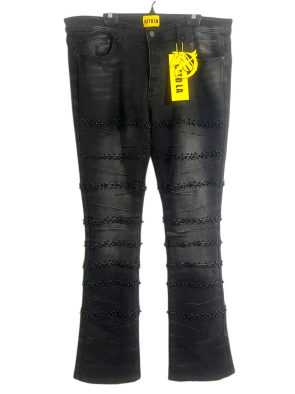 GFTD LA Pearl Accent Stacked Jeans 38 NWT